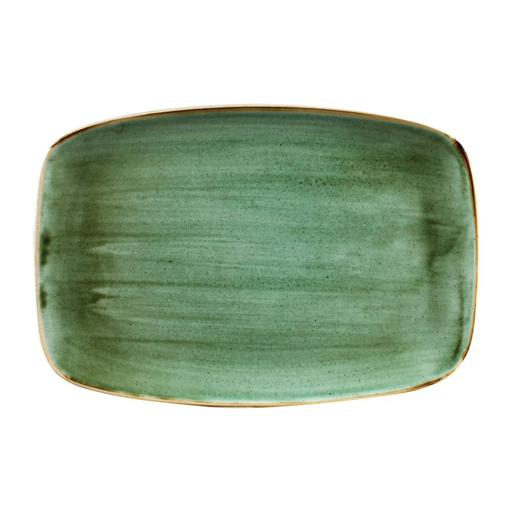 Churchill Stonecast No. 9 Oblong Chefs Plates 355 x 245mm Samphire Green (Pack of 6) - FC152 Plates Churchill