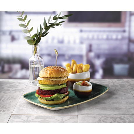 Churchill Stonecast No. 9 Oblong Chefs Plates 355 x 245mm Samphire Green (Pack of 6) - FC152 Plates Churchill