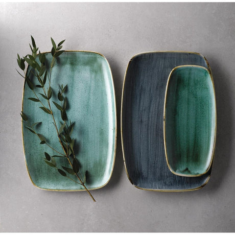 Churchill Stonecast No. 9 Oblong Chefs Plates 355 x 245mm Samphire Green (Pack of 6) - FC152 Plates Churchill