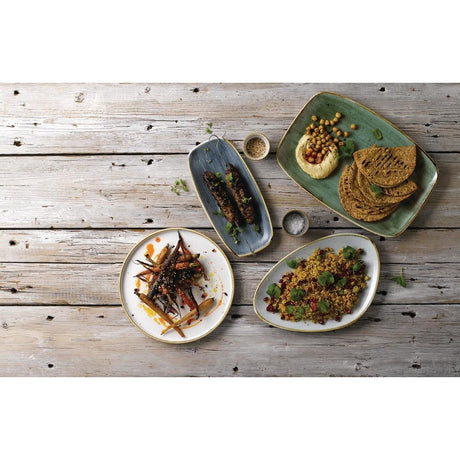 Churchill Stonecast No. 9 Oblong Chefs Plates 355 x 245mm Samphire Green (Pack of 6) - FC152 Plates Churchill