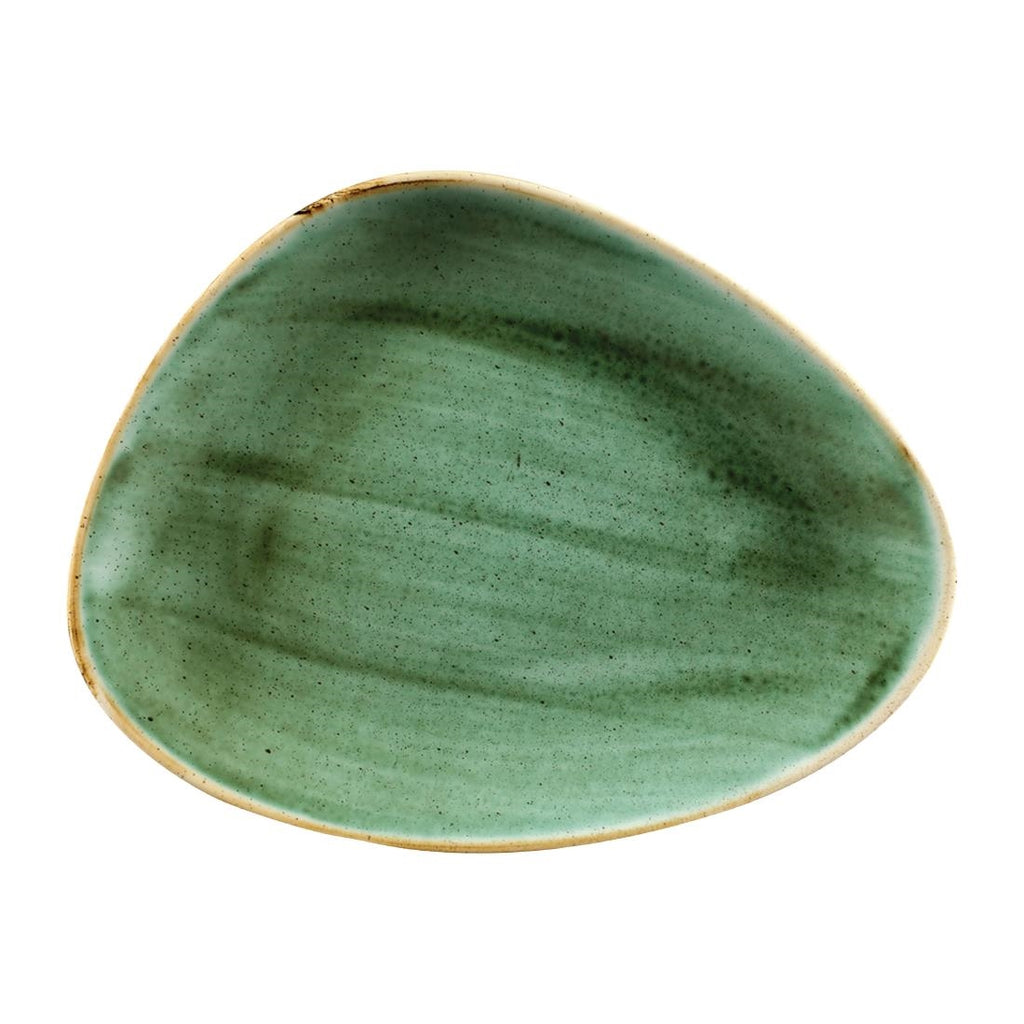 Churchill Stonecast Triangular Chefs Plates Samphire Green 265 x 205mm (Pack of 12) - FC155 Plates Churchill