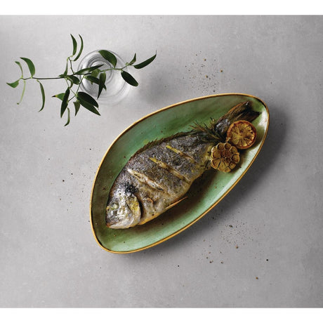 Churchill Stonecast Triangular Chefs Plates Samphire Green 355 x 188mm (Pack of 6) - FC157 Plates Churchill
