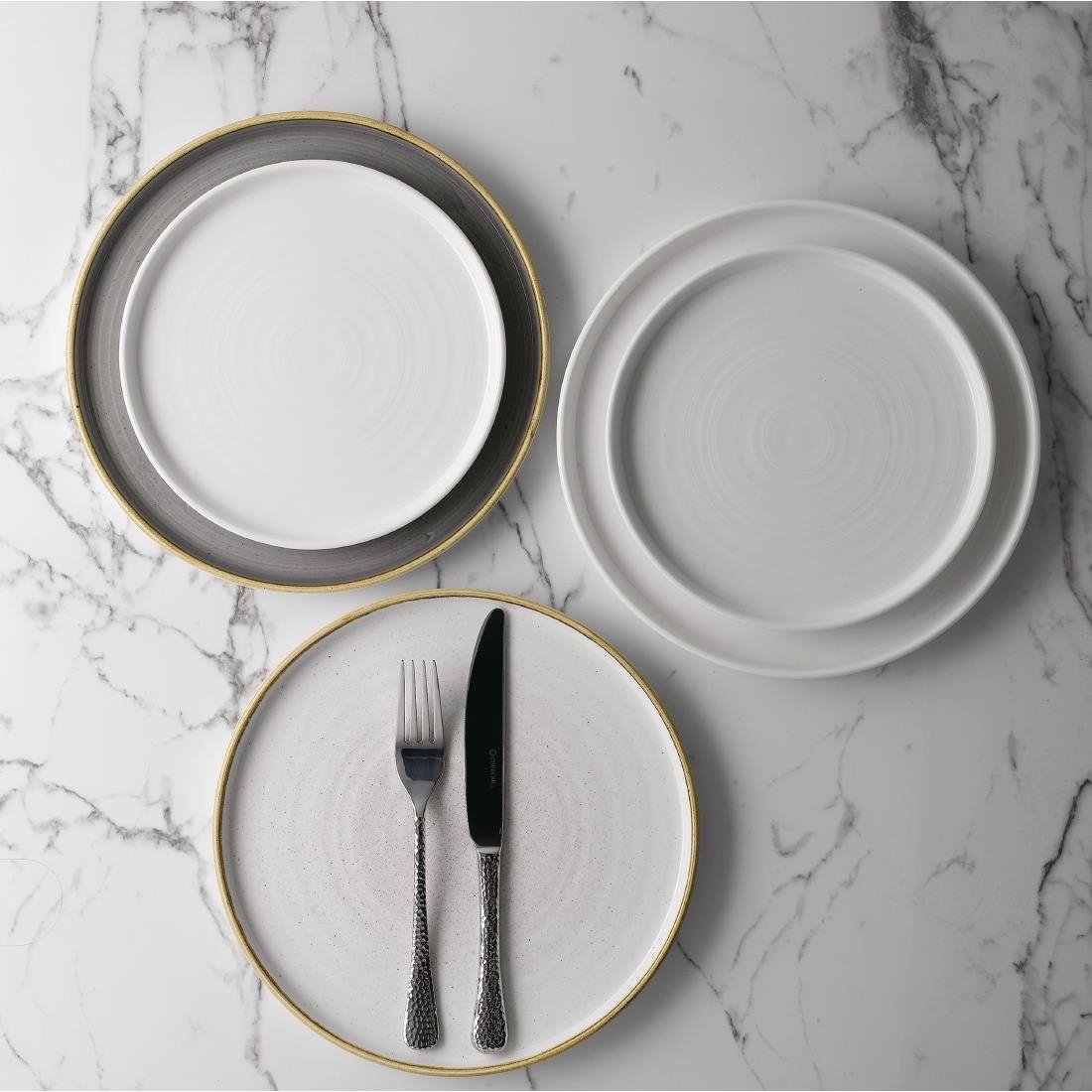 Churchill Stonecast Walled Chefs Plates Peppercorn Grey 260mm (Pack of 6) - FC163 Plates Churchill