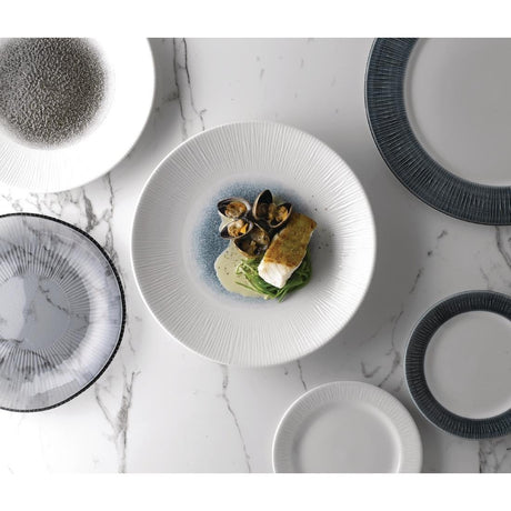 Churchill Bamboo Centre Print Deep Coupe Plates Quartz Black 281mm (Pack of 12) - FC190 Plates Churchill