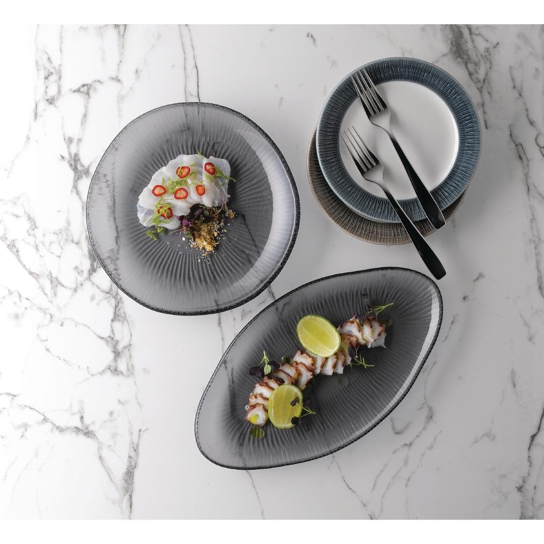 Churchill Bamboo Organic Glass Plate Dusk 225mm (Pack of 6) - FC206 Plates Churchill