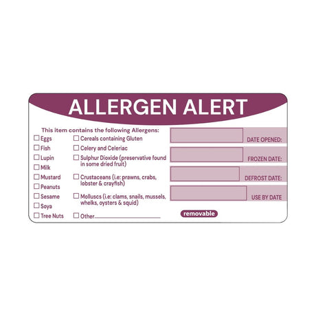 Hygiplas Removable Allergen Alert Food Labels (Pack of 250) - FC217  Hygiplas   