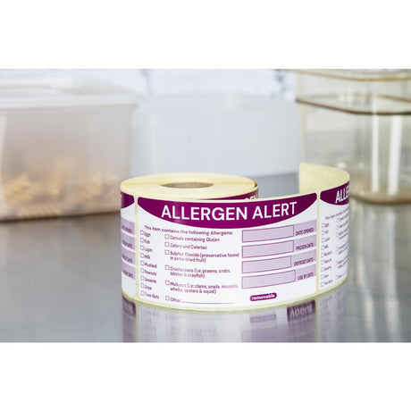 Hygiplas Removable Allergen Alert Food Labels (Pack of 250) - FC217  Hygiplas   