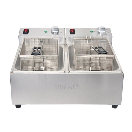 Buffalo Twin Tank Twin Basket 2x5Ltr Countertop Fryer 2x2.8kW - FC257  Buffalo   