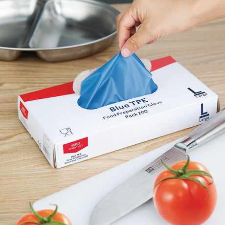 Nisbets Essentials Powder-Free TPE Gloves Blue L (Pack of 200) - FC488-L  Nisbets Essentials   
