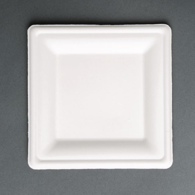 Fiesta Compostable Bagasse Square Plates 204mm (Pack of 50) - FC519  Fiesta   