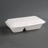 Fiesta Compostable Bagasse Hinged 2-Compartment Food Containers 253mm (Pack of 200) - FC524  Fiesta   