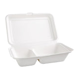 Fiesta Compostable Bagasse Hinged 2-Compartment Food Containers 253mm (Pack of 200) - FC524  Fiesta   