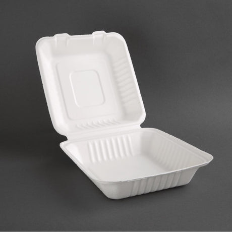 Fiesta Compostable Bagasse Hinged Food Containers 223mm (Pack of 200) - FC525  Fiesta   