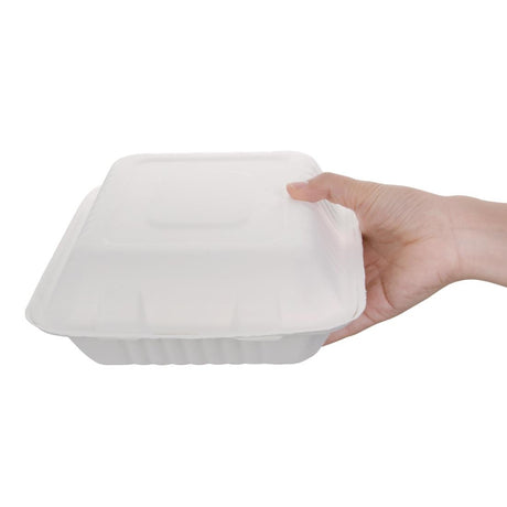 Fiesta Compostable Bagasse Hinged Food Containers 223mm (Pack of 200) - FC525  Fiesta   