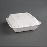 Fiesta Compostable Bagasse Hinged 3-Compartment Food Containers 201mm (Pack of 200) - FC526  Fiesta   