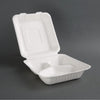 Fiesta Compostable Bagasse Hinged 3-Compartment Food Containers 201mm (Pack of 200) - FC526  Fiesta   