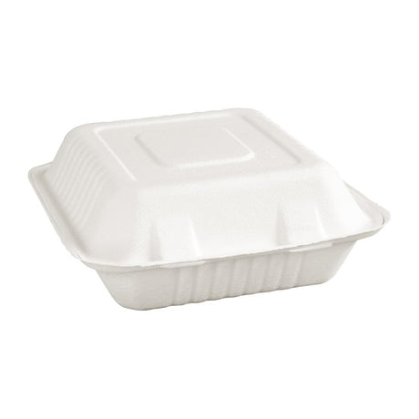 Fiesta Compostable Bagasse Hinged 3-Compartment Food Containers 201mm (Pack of 200) - FC526  Fiesta   