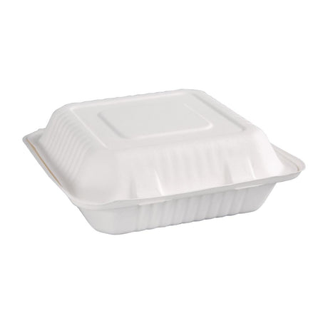 Fiesta Compostable Bagasse Hinged Food Containers 236mm (Pack of 200) - FC527  Fiesta   