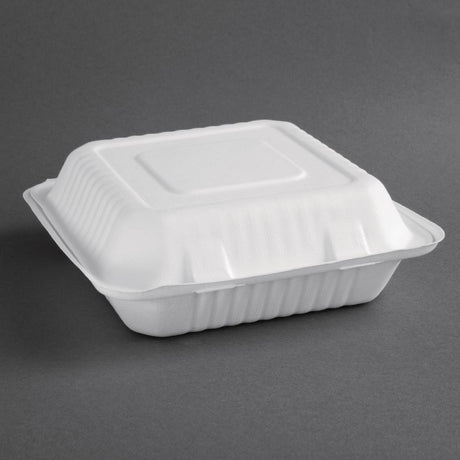 Fiesta Compostable Bagasse Hinged Food Containers 236mm (Pack of 200) - FC527  Fiesta   