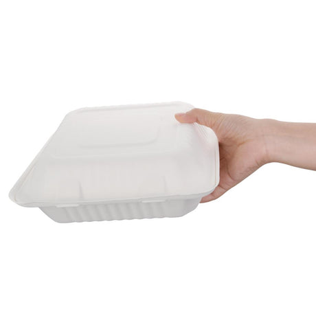 Fiesta Compostable Bagasse Hinged Food Containers 236mm (Pack of 200) - FC527  Fiesta   