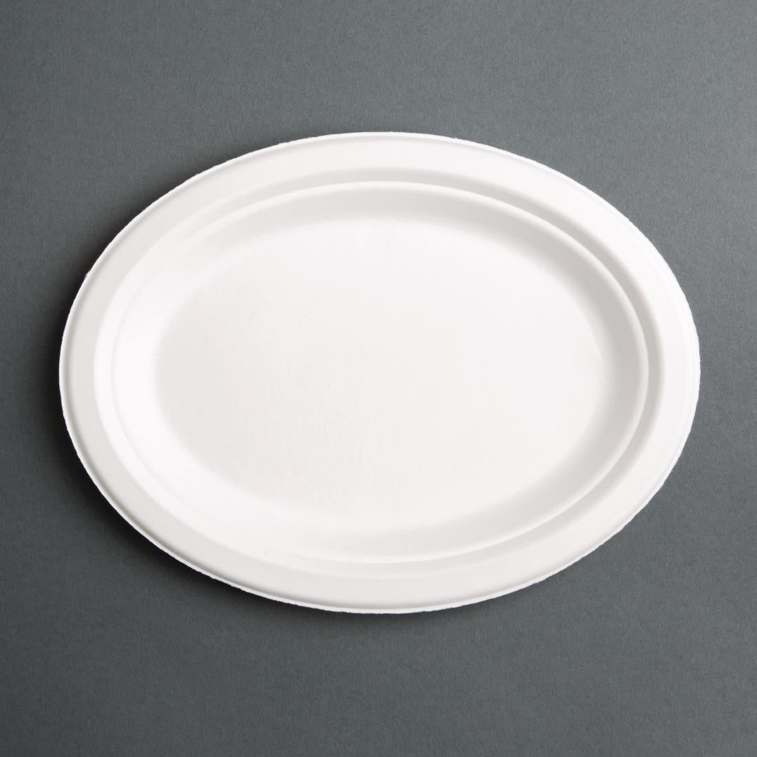 Fiesta Compostable Bagasse Oval Plates 198mm (Pack of 50) - FC534  Fiesta   