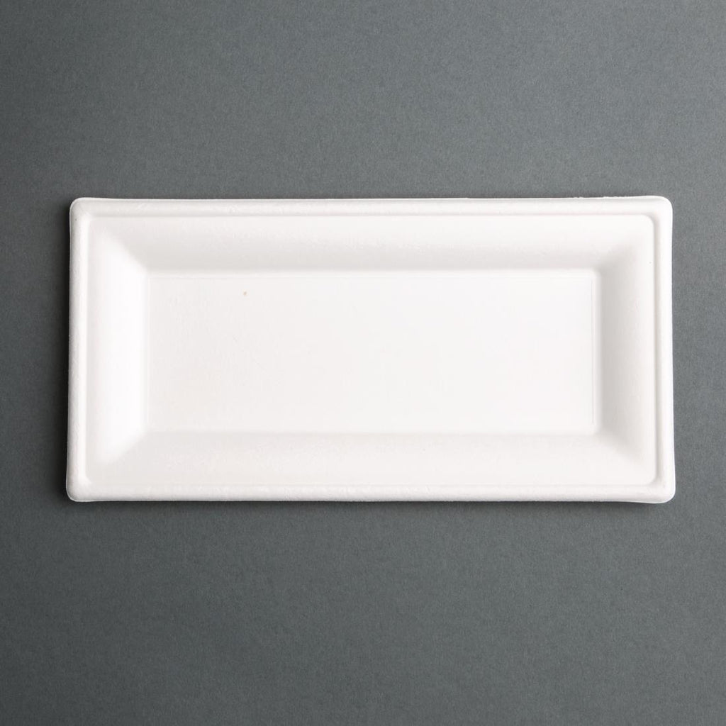 Fiesta Compostable Bagasse Rectangular Plates 258mm (Pack of 50) - FC539  Fiesta   