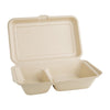 Fiesta Compostable Bagasse Two-Compartment Hinged Food Containers Natural Colour 253mm (Pack of 200) - FC541  Fiesta   