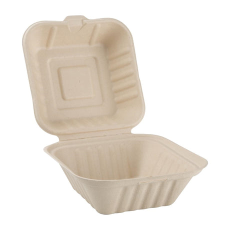 Fiesta Compostable Bagasse Burger Boxes Natural Colour 152mm (Pack of 500) - FC542  Fiesta   