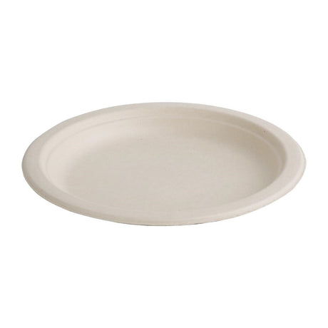 Fiesta Compostable Bagasse Round Plates Natural Colour 181mm (Pack of 50) - FC546  Fiesta   