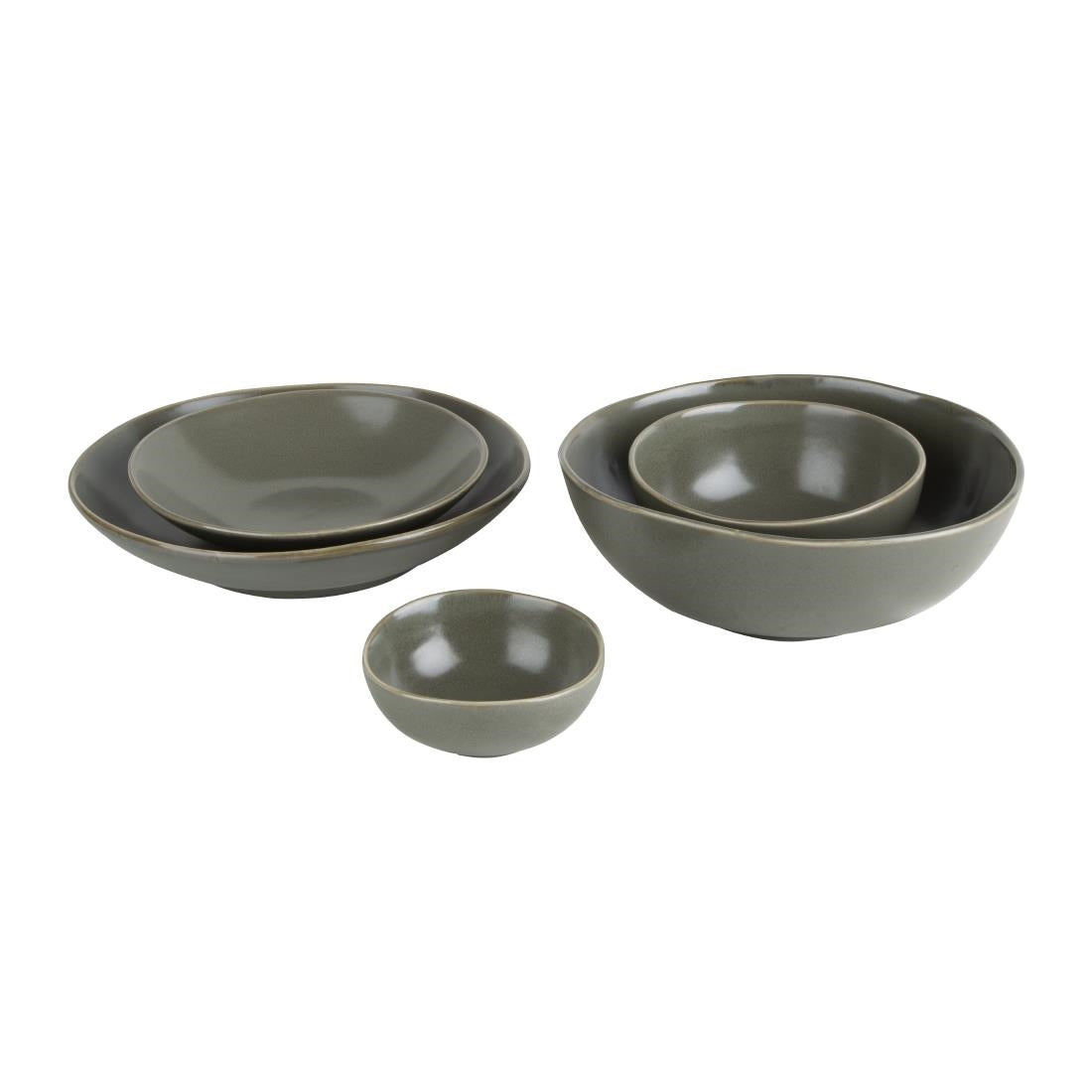 Olympia Build-a-Bowl Flat Bowls Green 250mm (Pack of 4) - FC711 Bowls Olympia