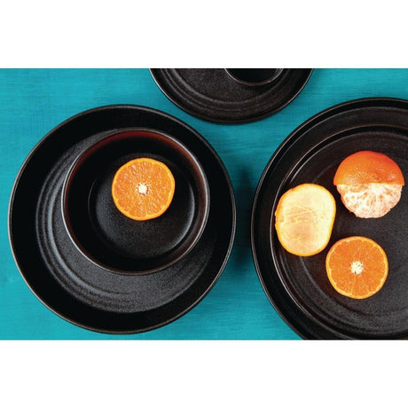 Olympia Cavolo Flat Round Plates Textured Black 180mm (Pack of 6) - FD908 Plates Olympia