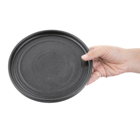 Olympia Cavolo Flat Round Plates Textured Black 180mm (Pack of 6) - FD908 Plates Olympia