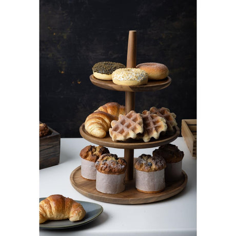 Olympia Acacia 3-Tier Stand 305(Ø) x 395(H)mm - FE152  Olympia   