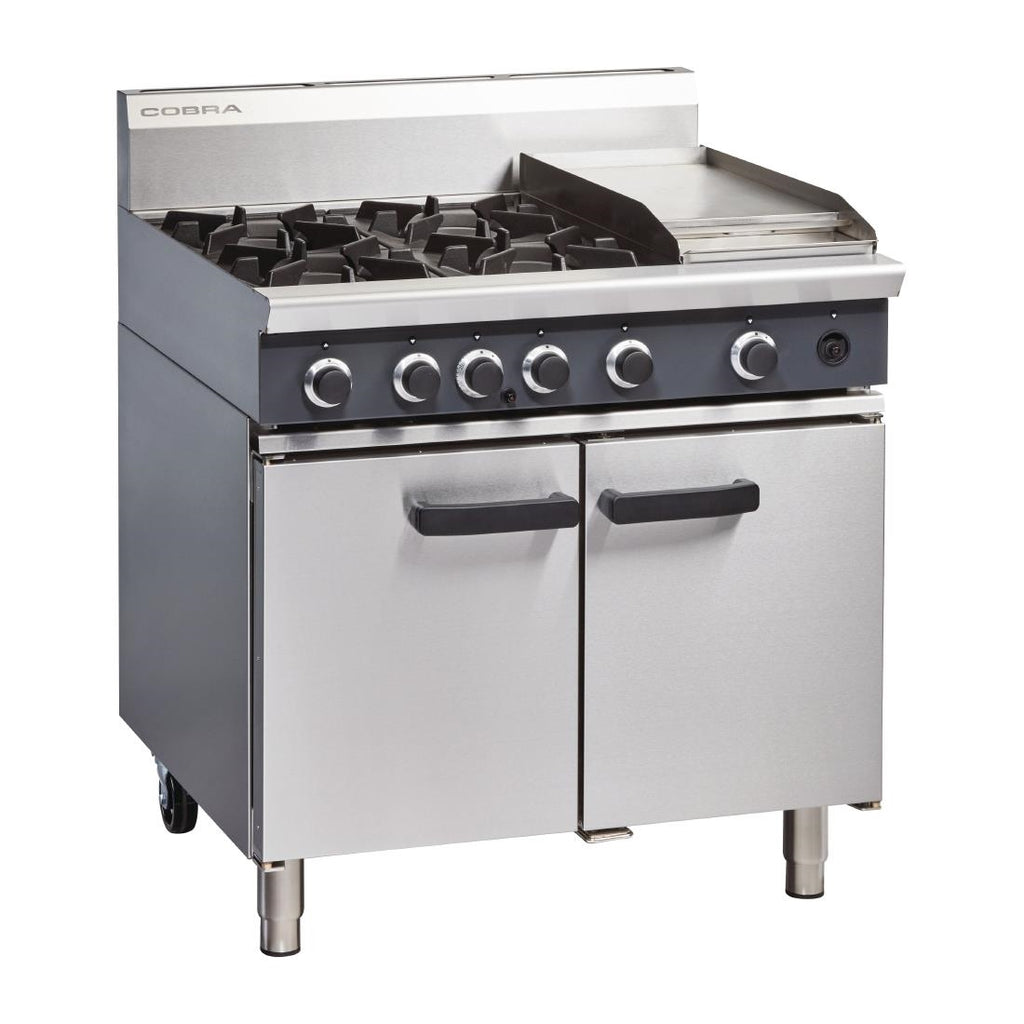 Blue Seal Cobra Natural Gas Range 4 Burner Static Oven with Griddle CR9CN - FE676-N  Blue Seal   