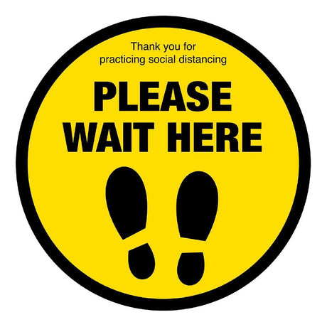 Please Wait Here Social Distancing Floor Graphic 200mm - FN360  Mileta   