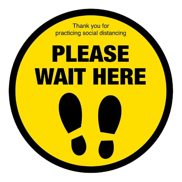 Please Wait Here Social Distancing Floor Graphic 200mm - FN360  Mileta   