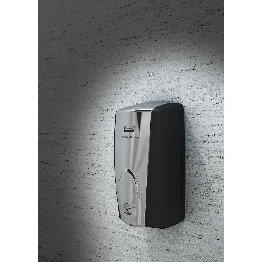 Rubbermaid AutoFoam Touch-Free Foam Soap and Sanitiser Dispenser 1.1Ltr Black/Chrome - FN380  Rubbermaid   