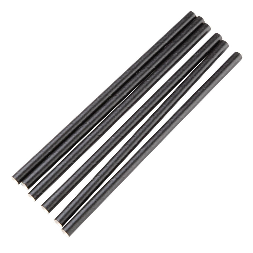 Fiesta Compostable Individually Wrapped Paper Cocktail Stirrer Straws Black (Pack of 250) - FP441  Fiesta   