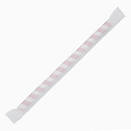 Fiesta Compostable Individually Wrapped Paper Smoothie Straws Red Stripes (Pack of 250) - FP443  Fiesta   