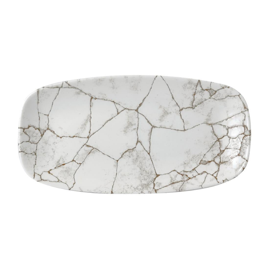 Churchill Studio Prints Kintsugi Agate Grey Chefs Oblong Plate 298 x 152mm (Pack of 12) - FR065 Plates Churchill