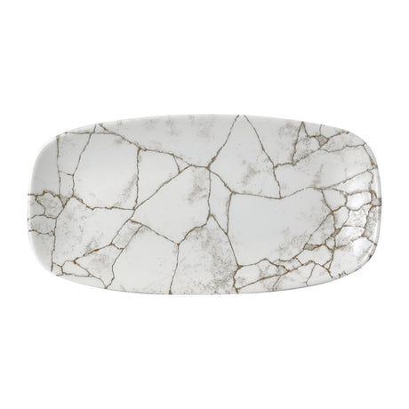 Churchill Studio Prints Kintsugi Agate Grey Chefs Oblong Plate 298 x 152mm (Pack of 12) - FR065 Plates Churchill