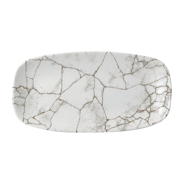 Churchill Studio Prints Kintsugi Agate Grey Chefs Oblong Plate 298 x 152mm (Pack of 12) - FR065 Plates Churchill