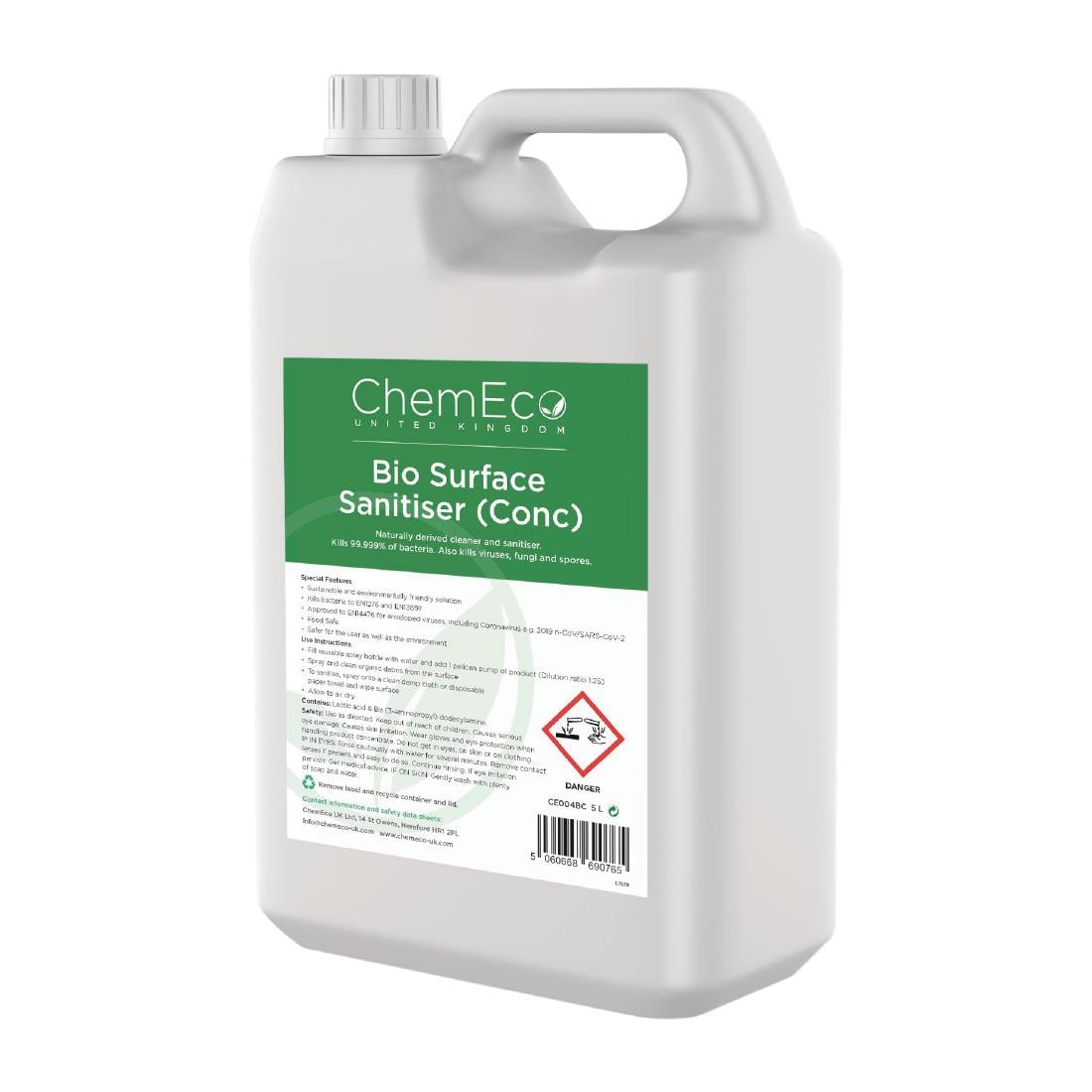 ChemEco Bio Surface Sanitiser Concentrate 5Ltr - CX952  ChemEco UK   