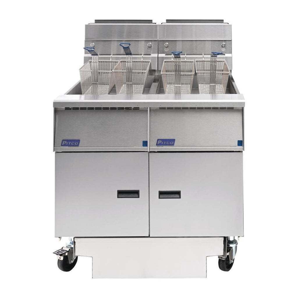 Pitco Twin Tank Solstice Natural Gas Filtration Fryer SG14RS/FD-FF - FS128-N Freestanding Gas Fyers Pitco