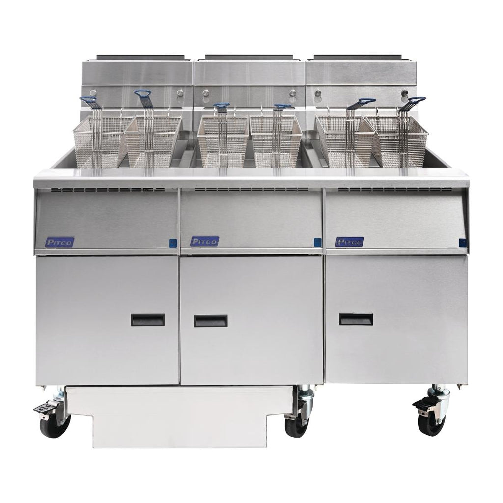 Pitco Triple Tank Natural Gas Solstice Filtration Fryer G14S/FD-FFF - FS129-N Freestanding Gas Fyers Pitco