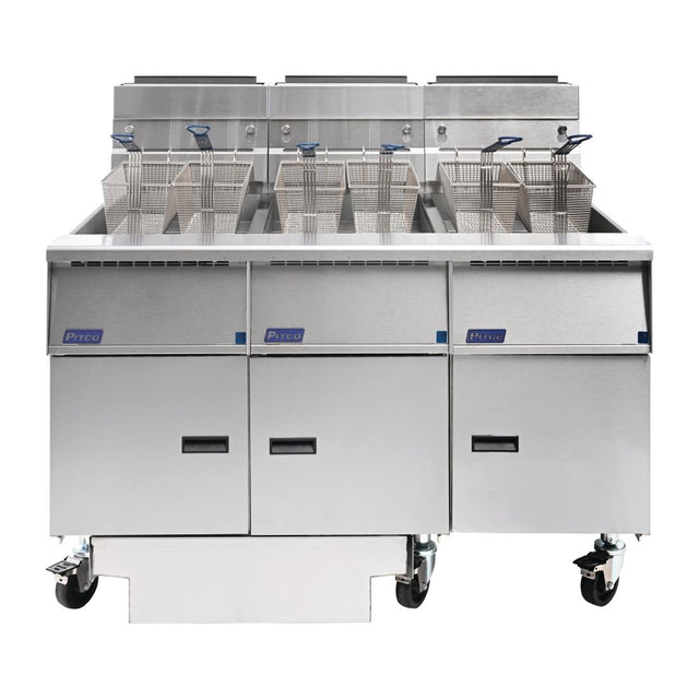 Pitco Triple Tank Natural Gas Solstice Filtration Fryer G14S/FD-FFF - FS129-N Freestanding Gas Fyers Pitco