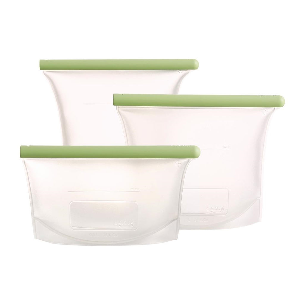 Lekue Reusable Silicone Food Storage Bag Kit (500ml + 1L + 1.5L) - FS288  Lekue   