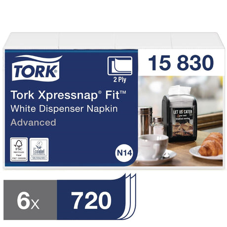 Tork Xpressnap Fit Recycled Dispenser Napkin White 2Ply (Pack of 6x720) - FS373 Paper Napkins Tork   