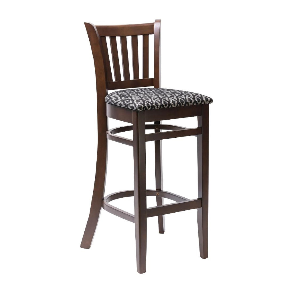 Manhattan Dark Walnut Bar Chair with Black Diamond Padded Seat - FT431 Faux Leather Bar Stools Everyday   
