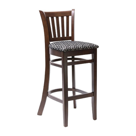 Manhattan Dark Walnut Bar Chair with Black Diamond Padded Seat - FT431 Faux Leather Bar Stools Everyday   